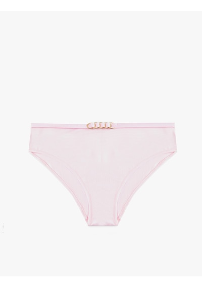 Koton Metal Aksesuarlı Yüksek Bel Bikini Altı Pembe 6sak00131mm Gül Renği