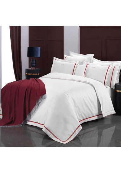 Sarev Odeo Saten Nevresim Takımı King Size , .beyaz Beyaz