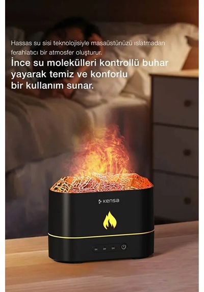 3d Alev Efektli Ultrasonik Hava Nemlendirici Renkli Işıklı Aromaterapi Difüzör