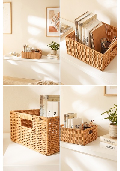 Ocean Home Textile Yıkanabilir Bej Pp Rattan Sepet 39 X 29 X 13 Cm