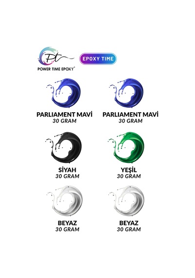 6'lı Opak & Transparan Sıvı Pigment Boya Seti / Epoksi Için Deniz Seti / 6 Adet Epoksi Boyası