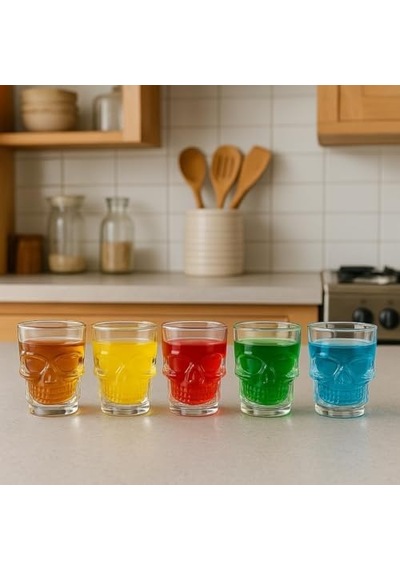 6 Lı Tekila Bardağı Seti Kafatası Tasarımlı 60 Ml Şeffaf Cam, Şık Ve Dayanıklı Shot Bardakları, Dekoratif Ve Özel Sunumlar İçin İdeal