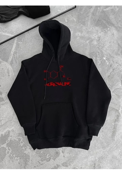 İkales Kışlık Uzun Kol Kapüşonlu Sweatshirt - Siyah