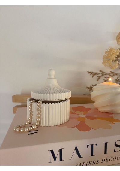 Bernami Vazo Pinterest Dekoratif Kapaklı Beton Kutu Organizer , Takı Kutusu Makyaj Pamuk Kutusu Diğer