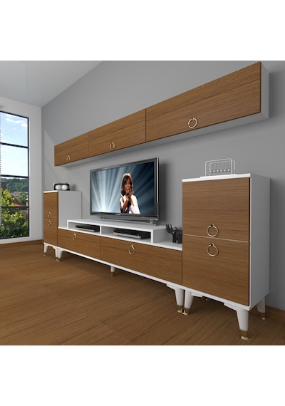 Decoraktiv Ekoflex 9 Mdf Gold Tv Ünitesi Tv Sehpası Beyaz - Ceviz