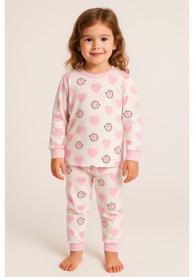 Uğur Bebe %100 Pamuk Premium Model Pembe Kalpli Kız Çocuk Manşetli Pijama Takımı Ekru Pembe Ekru Pembe Uğur Bebe %100 Pamuk Premium Model Pembe Kalpli Kız Çocuk Manşetli Pijama Takımı Ekru Pembe Ekru Pembe