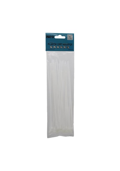 25pcs Beyaz 3.6x200mm Plastik Cırt Kelepçe Bx40