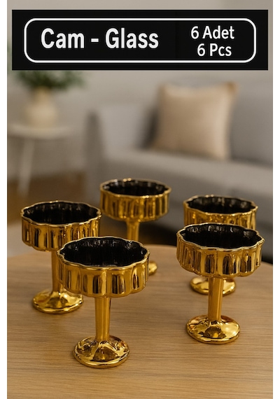 6 Lı Lokumluk Şekerlik Ve Reçellik Seti Şık Sunum Ve Kahve Yanı Lokumluk Gold
