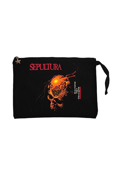 Sepultura Beneath the Remains Siyah Clutch Cüzdan / El Çantası Siyah
