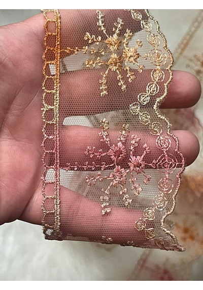 Nakışlı Tül Tasarım Dekoratif Etnik Desen Şerit 1 Metre En 6cm