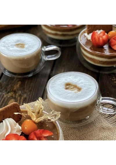 120ml Çift Çidarlı Cam Espresso Ve Kahve Fincanı Beyaz