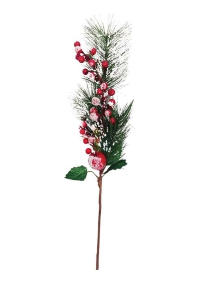 75 Cm Kozalaklı Karlı Berry Demeti Yılbaşı Çam Dalı Dekoratif Süs