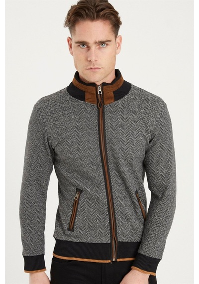 1021 Dewberry Erkek Sweatshırt-balıksırtı Siyah Balıksırtı Siyah