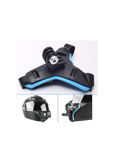 Techmaster Gopro Aksiyon Kamera Kask Alt Çene Bağlantı Aparatı Mavi Mavi - Siyah