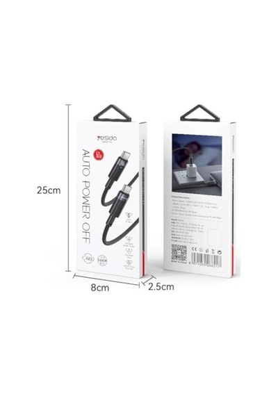60w Type-c To Type-c Otomatik Şarj Kesme Özellikli Pd Hızlı Şarj Kablosu, 1.2 Metre