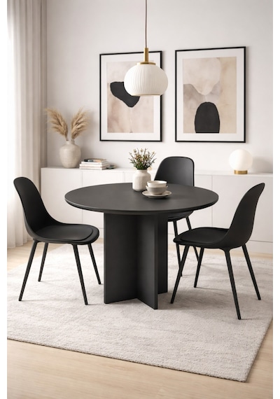 Harmony Sora Oval Masa 90x75x90 Cm Siyah Sadece Masa - Modern Tasarım