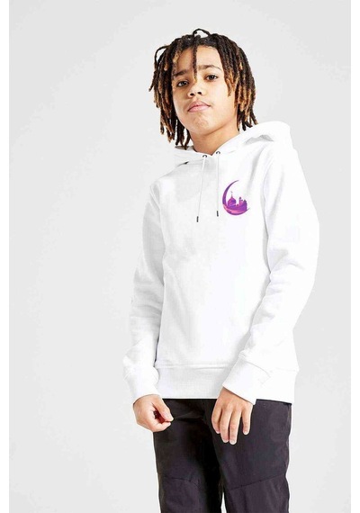 Tshirthane Watercolor Crescent Mosque Baskılı Unisex Çocuk Kapüşonlu Sweat