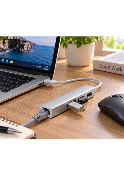 Luve Store Usb Rj45 Ethernet Adaptörü 3 Port Usb Hub Çoklayıcı Alüminyum Gövde