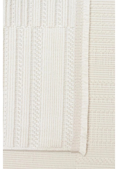Eko Halı Mono Loop 01 White Sisal Görünümlü Bukleli Kaymaz Tabanlı Yıkanabilir Halı Beyaz