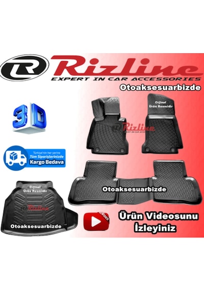 Mercedes W205 C200 3D Paspas+Bagaj Havuz 2014-2020 Arası Rizline