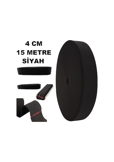 Çamaşır Don Etek Bel Paça Bebe Lastiği Yassı Yumuşak Bel Lastik 15 Metre Siyah-4 Cm