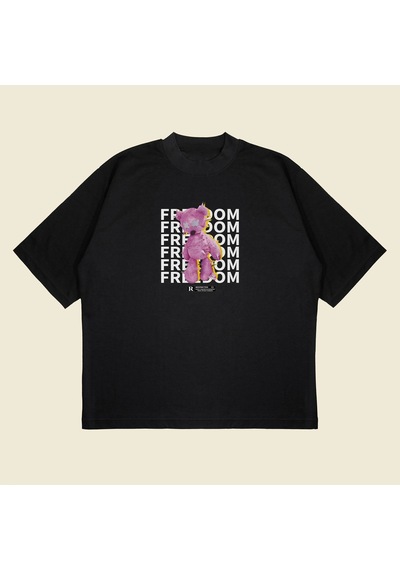 Startmore Pink Anarchy Baskılı Oversize Unisex Pamuklu Nefes Alan Kalın Kumaşlı Siyah