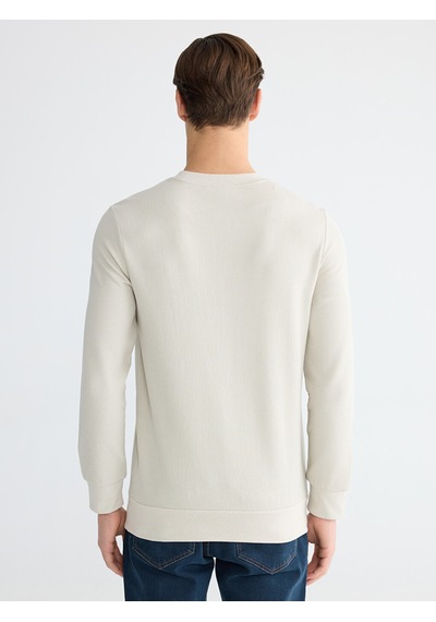 Lcwaıkıkı Classic Bej Bisiklet Yaka Erkek Sweatshirt