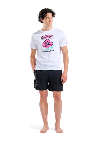 Arena Slippery Surface Print Erkek Beyaz Günlük Stil T-shirt 011332100