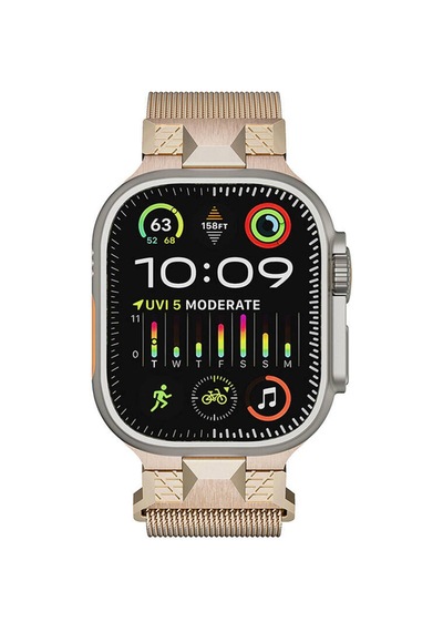 Apple Uyumlu Watch Ultra 49mm Mxsp Krd-107 Metal Hasır Kordon-starlight