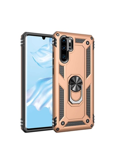 Huawei P30 Pro Kılıf Sert Silikon Yüzüklü Stand Özellikli Kapak