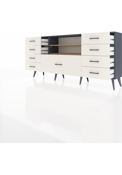 Arges Konsol 2 Raflı 9 Çekmeceli 176x30x83 Antrasit-çam/aytaşı Çam/aytaşı Arges Konsol 2 Raflı 9 Çekmeceli 176x30x83 Antrasit-çam/aytaşı Çam/aytaşı