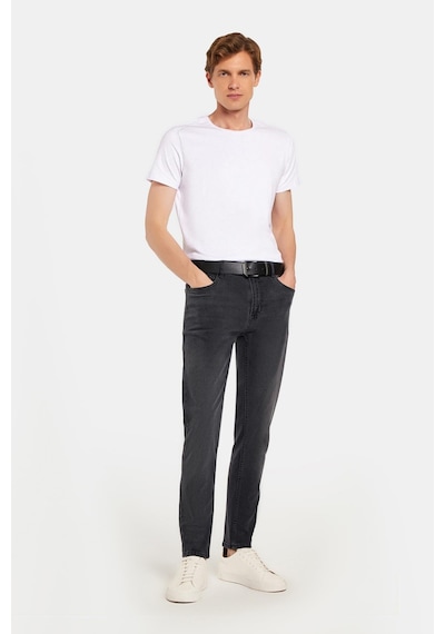 Tudors Erkek Normal Kesim Denim Yıkamalı Düz Paça Gri Jean Kot Pantolon-34098 Gri
