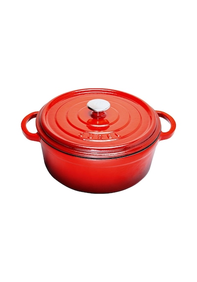 Sürel Aroma Kapak Degrade Kırmızı Yuvarlak Döküm Tencere 32 Cm