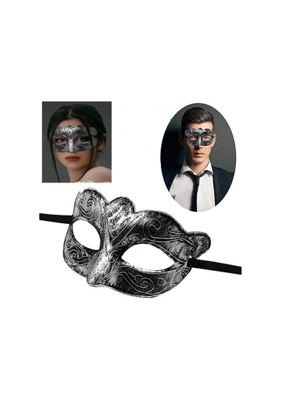Maskeli Balo Antik Gri Gümüş Eskitilmiş Maske Balo Venedik Diğer