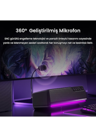Aula Gs6 Pro 10w Rgb Bluetooth Usb Kablolu Soundbar Hoparlör Player Özellikli Speaker Siyah