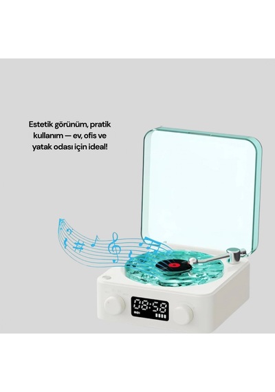 Dekoratif Gece Işıklı Bluetooth Hoparlör Dijital Saat Ve Pil Ekranlı Stereo Ses Sistemi
