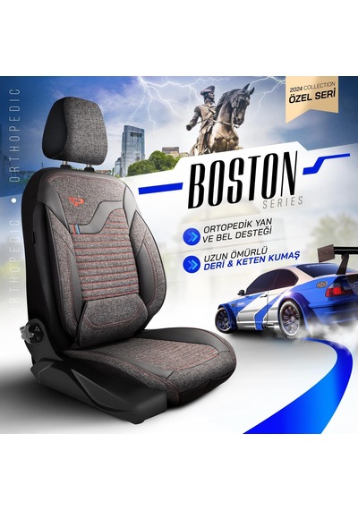 Panda Boston Serisi Keten Kumaş Oto Koltuk Kılıfı   - Tam Set