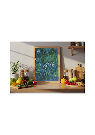 Monet Süsenler Çerçevesiz Poster 30x42 Cm A3 Tablo Empresyonist Duvar Dekoru Mat Fotoğraf Kağıdı