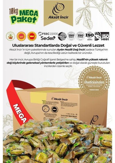 Üreticisinden Jumbo Boy Hijyenik Tek Tek Paketli Aydın İnciri Ab Coğrafi İşaretli 10kg Mega Paket