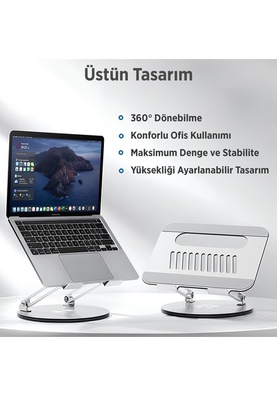 Lexroo 360 Dönebilen Yükseklik Ayarlı Metal Notebook Laptop Standı