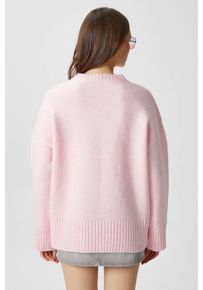 Ritnice Kadın Homy Yumuşacık Bisiklet Yaka Soft Pembe Oversize Triko Kazak Softpembe