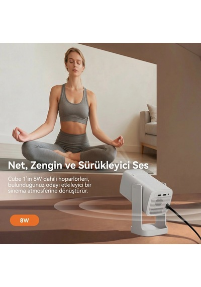 Wanbo Cube1 Projeksiyon Cihazı-dahili Android Tv 11.0 Widevine L1 Sertifikalı & 8w Hoparlör - Açık Mavi