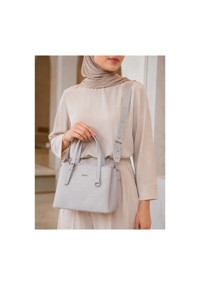 Just Polo Kadın Orta Boy Premium Deri Ayarlanabilir Askılı 3 Bölmeli Şık El & Omuz Çantası Shoulder Bag Gri