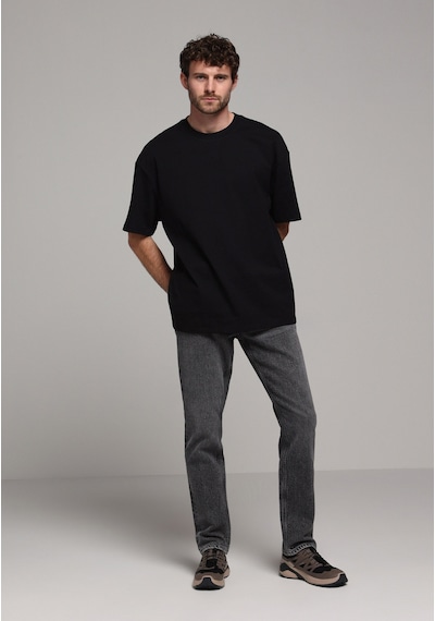 Colin's Colins Oversize Fit Yuvarlak Yaka Düz Erkek Siyah Kısa Kol Tişört Cl1080061 Q1.v1 Blk Siyah