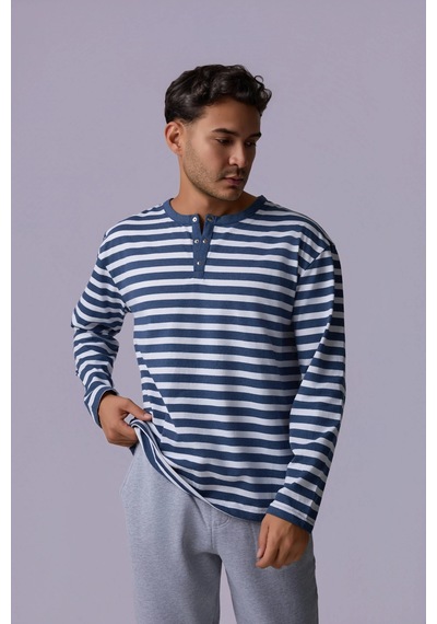Defys Defy S Erkek Oversize Çizgili Uzun Kollu Çıtçıtlı Yaka Tişört İndigo-beyaz - 611495481 İndigo-beyaz Defys Defy S Erkek Oversize Çizgili Uzun Kollu Çıtçıtlı Yaka Tişört İndigo-beyaz - 611495481 İndigo-beyaz