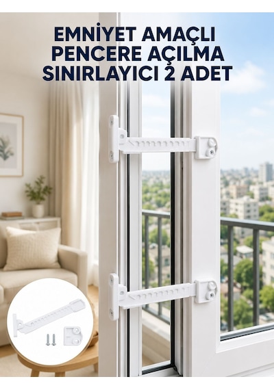 Emniyet Amaçlı Pencere Açılma Sınırlayıcı Aparat 2 Adet Yeni Nesil Diğer