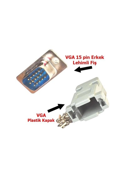 Electroon Vga 15Pin Erkek Fiş Lehimli Kapak 30Adet
