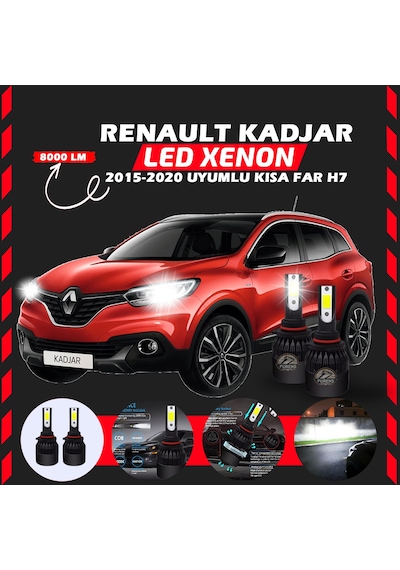 Renault Kadjar 2015-2020 Kısa Far Uyumlu Şimşek Etkili Led Xenon Light Series H7