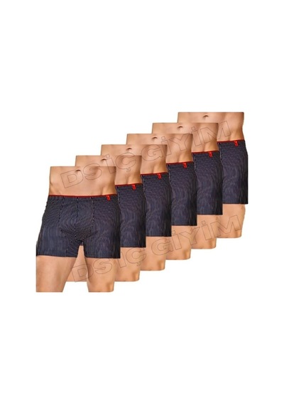 Berrak 4433 Erkek Çizgili Sport Boxer 6 Adet Lacivert