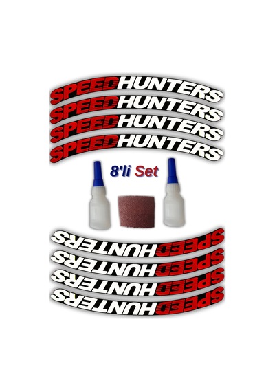 Speed Hunters 3d Otomobil Jant Lastik Yazısı Sticker Arma Şerit Motosiklet - 8'li Set